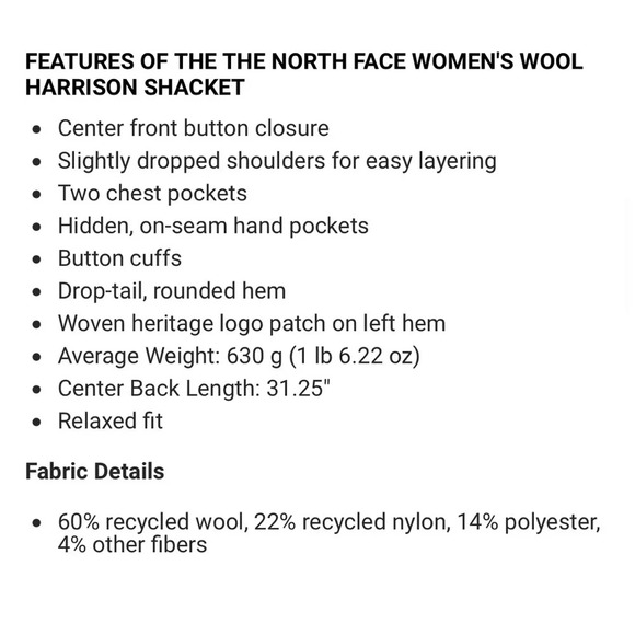 The North Face Wool Harrison Shacket in New Taupe Green Heather Medium - Picture 10 of 12